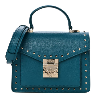 MCM Calfskin Studded Small Patricia Crossbody Bag Deep Lagoon 1 of 11