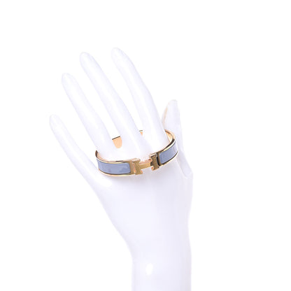 Hermes Enamel Clic Clac H Narrow Bracelet PM Bleu Lin 2 of 5