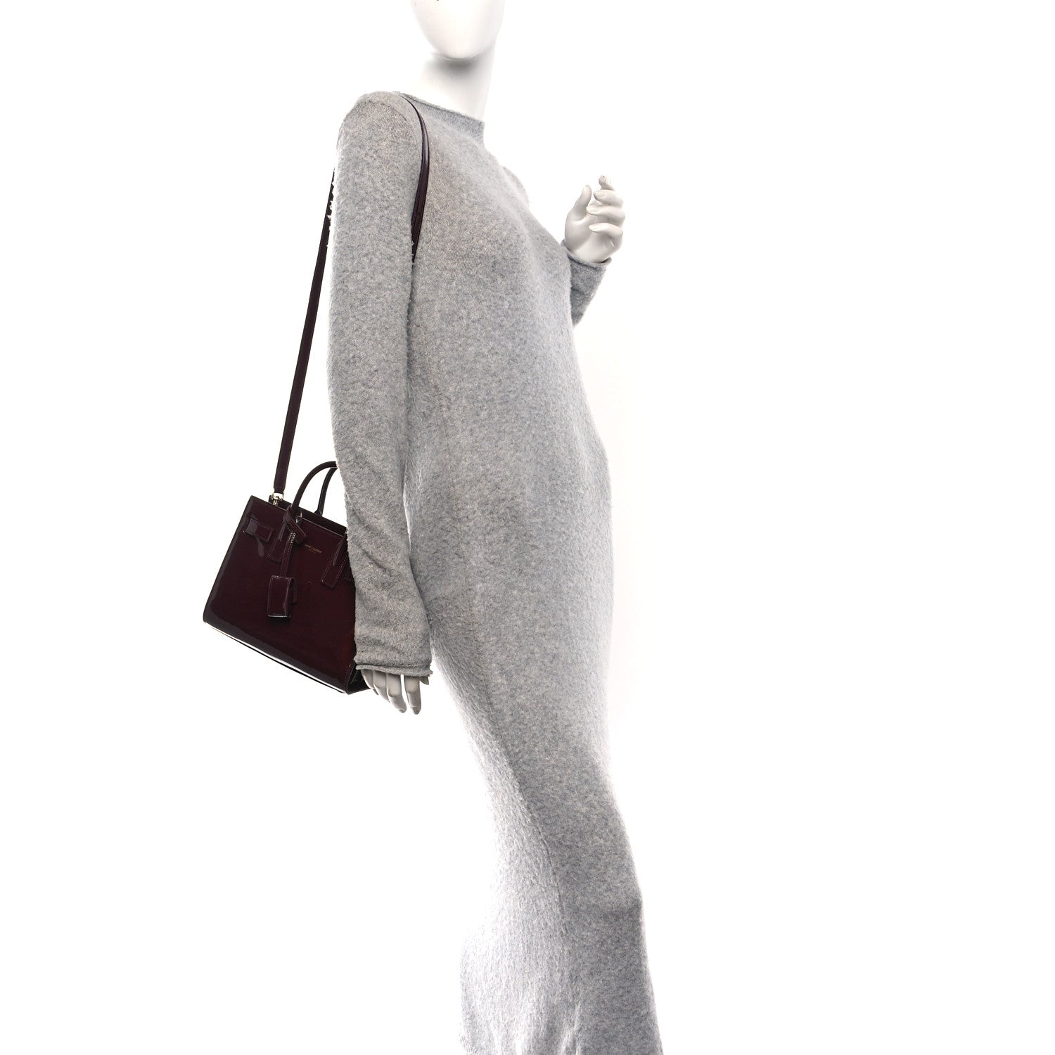 Saint Laurent Patent Nano Sac de Jour Dark Red Wine 2 of 9