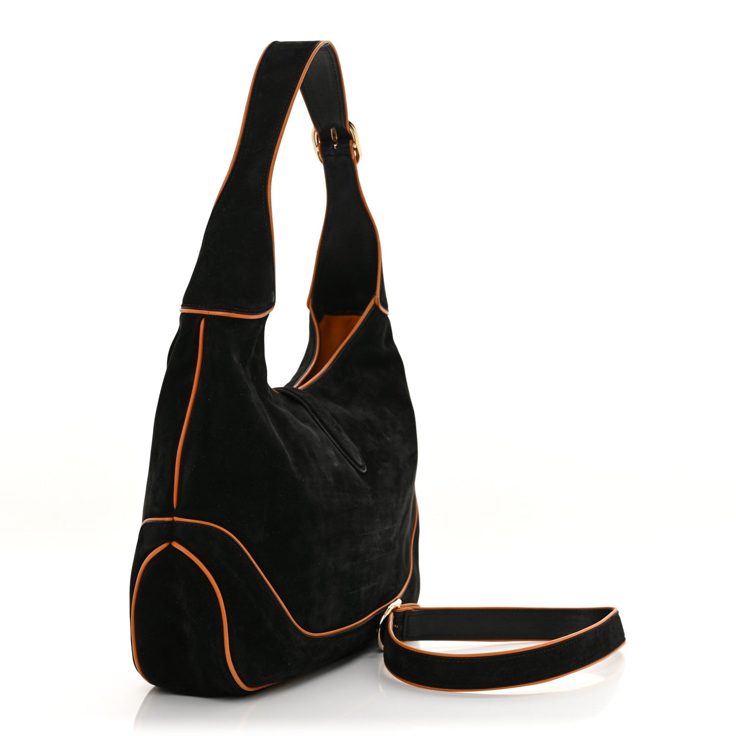 Nubuck Medium New Jackie Shoulder Bag Black Orange