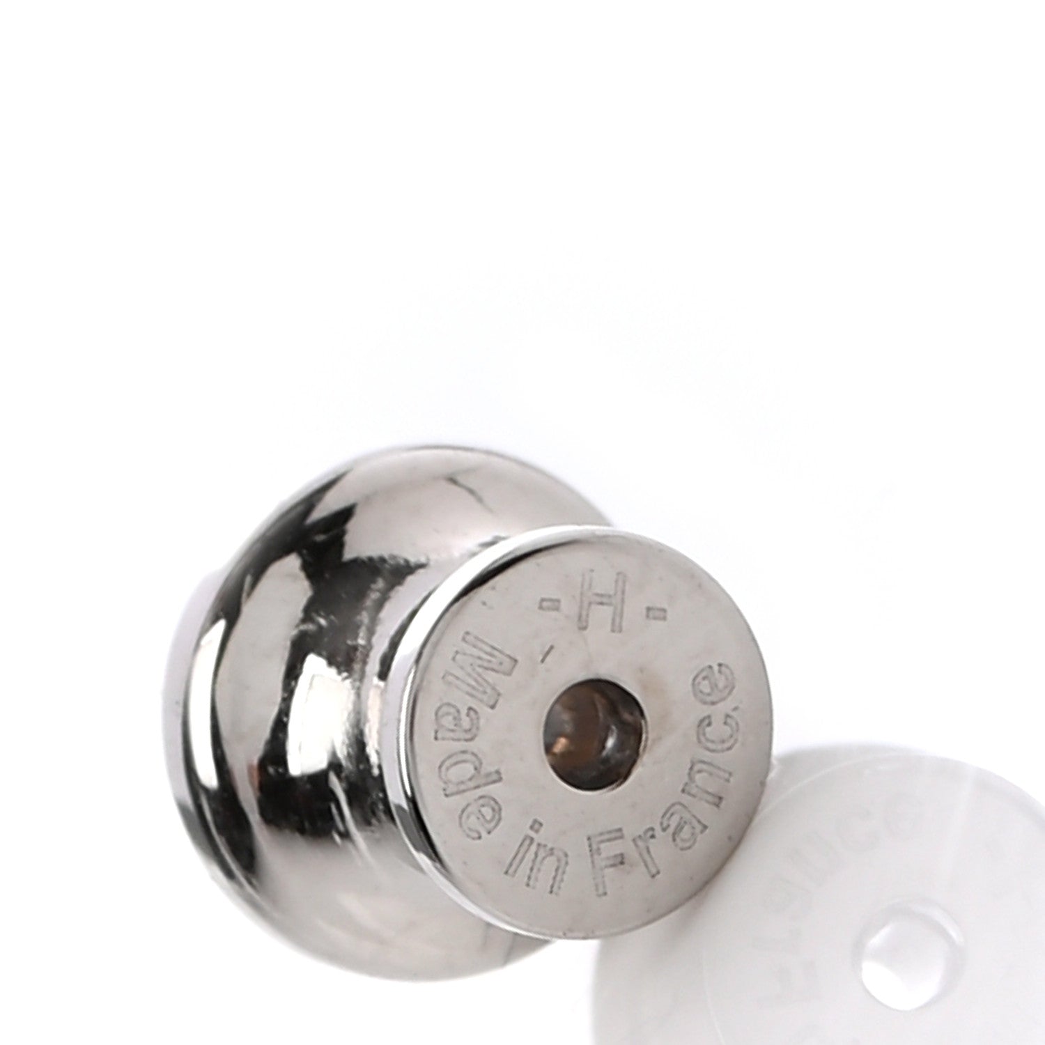 Hermes Palladium Lacquered Mini Pop H Earrings White 5 of 5