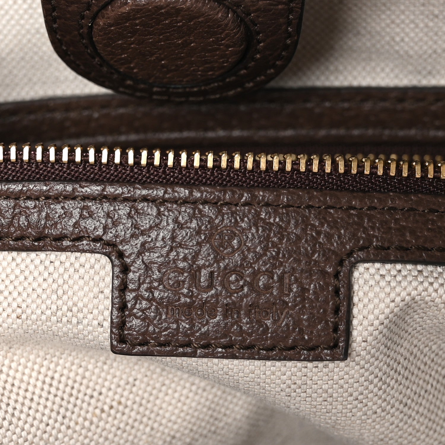Gucci Monogram Jumbo GG Textured Dollar Calfskin Web Medium Ophidia Shopping Tote Camel Ebony 6 of 10