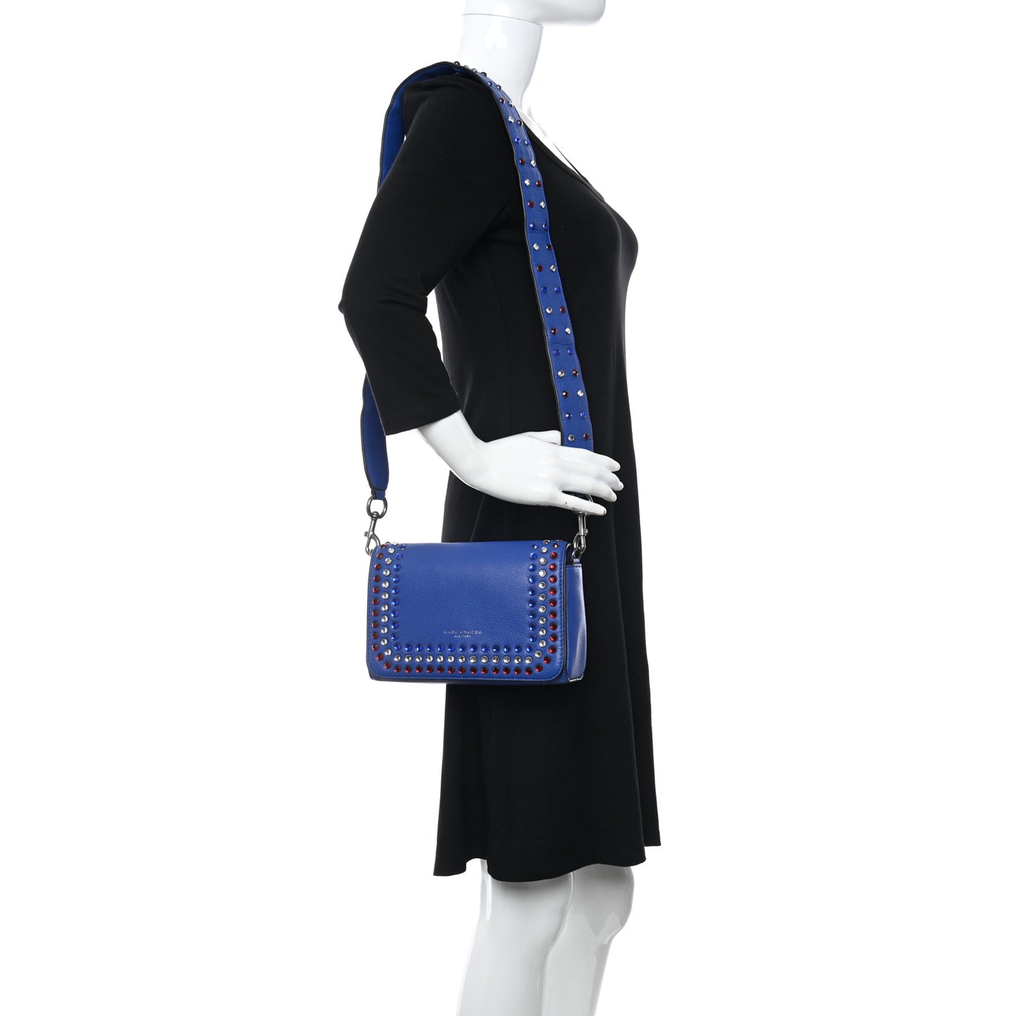 Calfskin Crystal Pretty Young Thing Crossbody Cobalt Blue