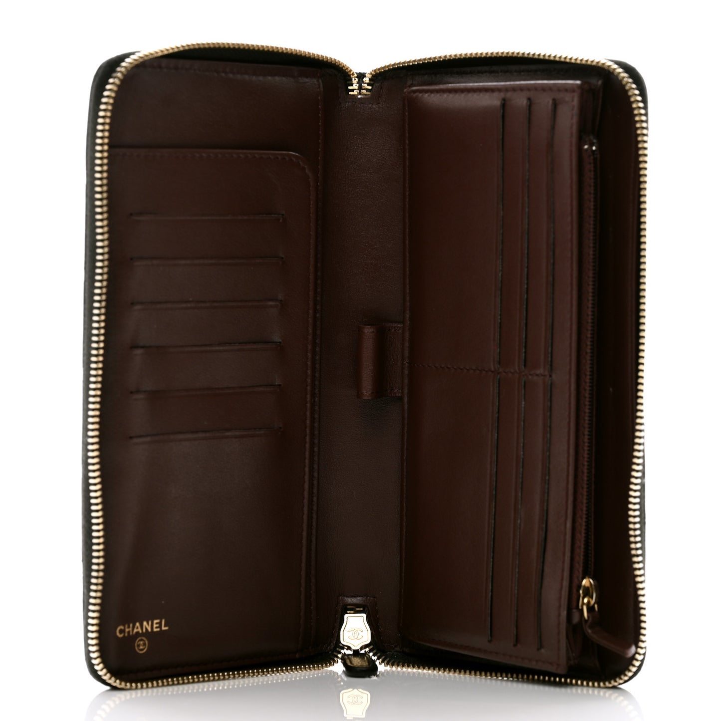 Caviar Quilted Large Zip Around Organizer Wallet Black