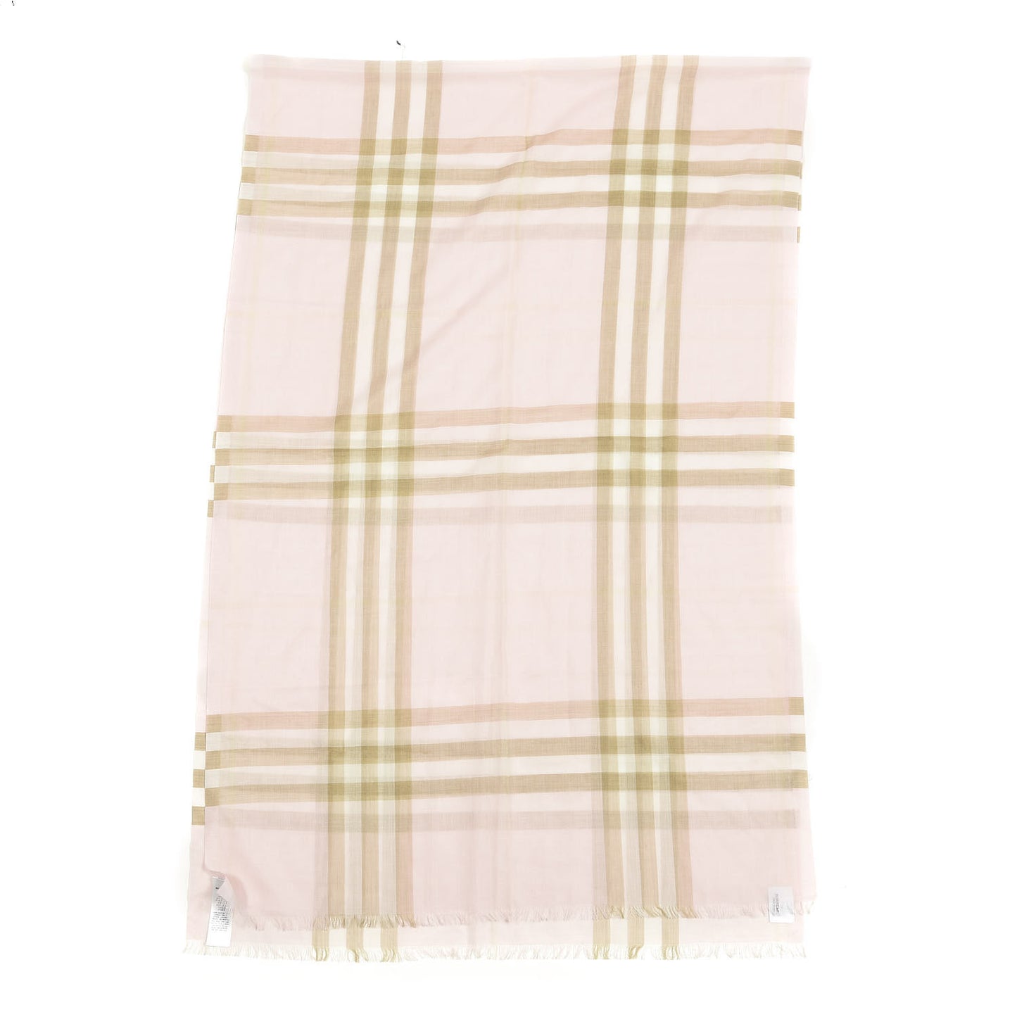 Silk Wool Gauze Giant Check Scarf Pink