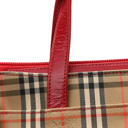 Burberry Haymarket Check Small Tote Red 11 of 13