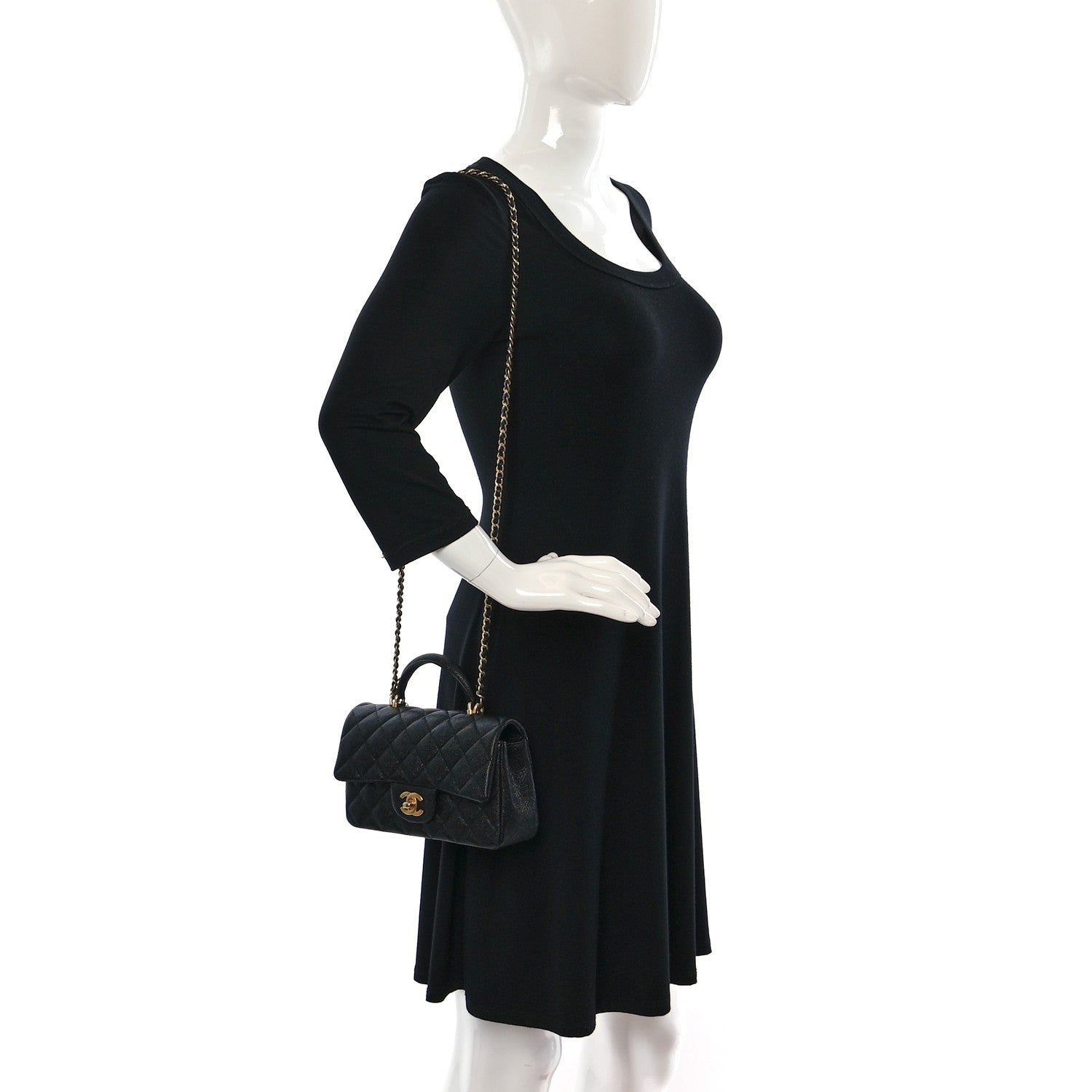Chanel Caviar Quilted Mini Top Handle Rectangular Flap Black 2 of 9