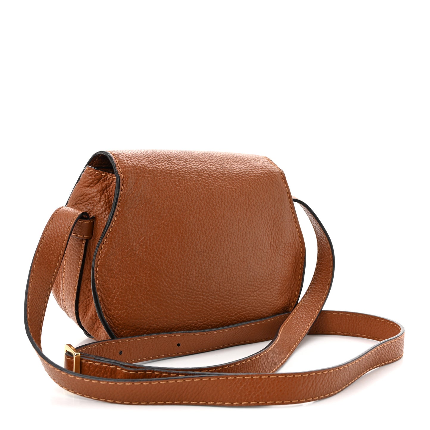 Grained Calfskin Small Marcie Saddle Bag Tan