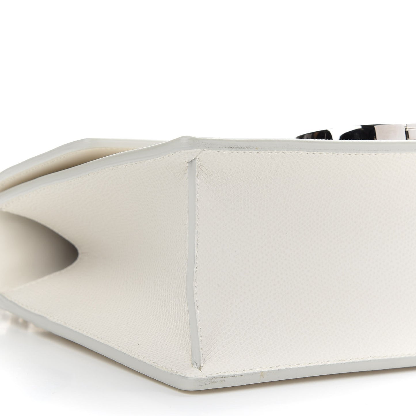 Grained Calfskin 30 Montaigne Chain Flap Bag White