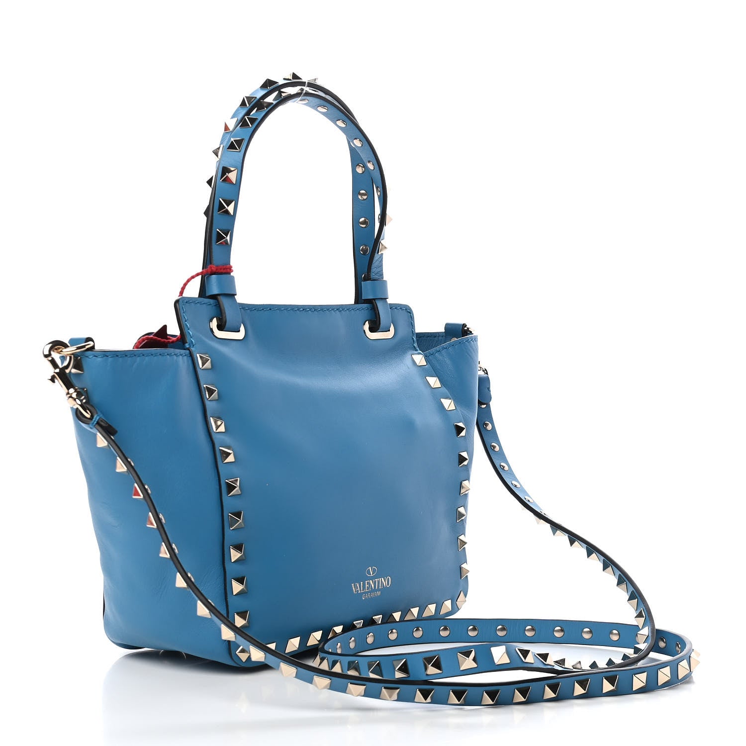Valentino Garavani Vitello Mini Rockstud Tote Light Blue 3 of 9