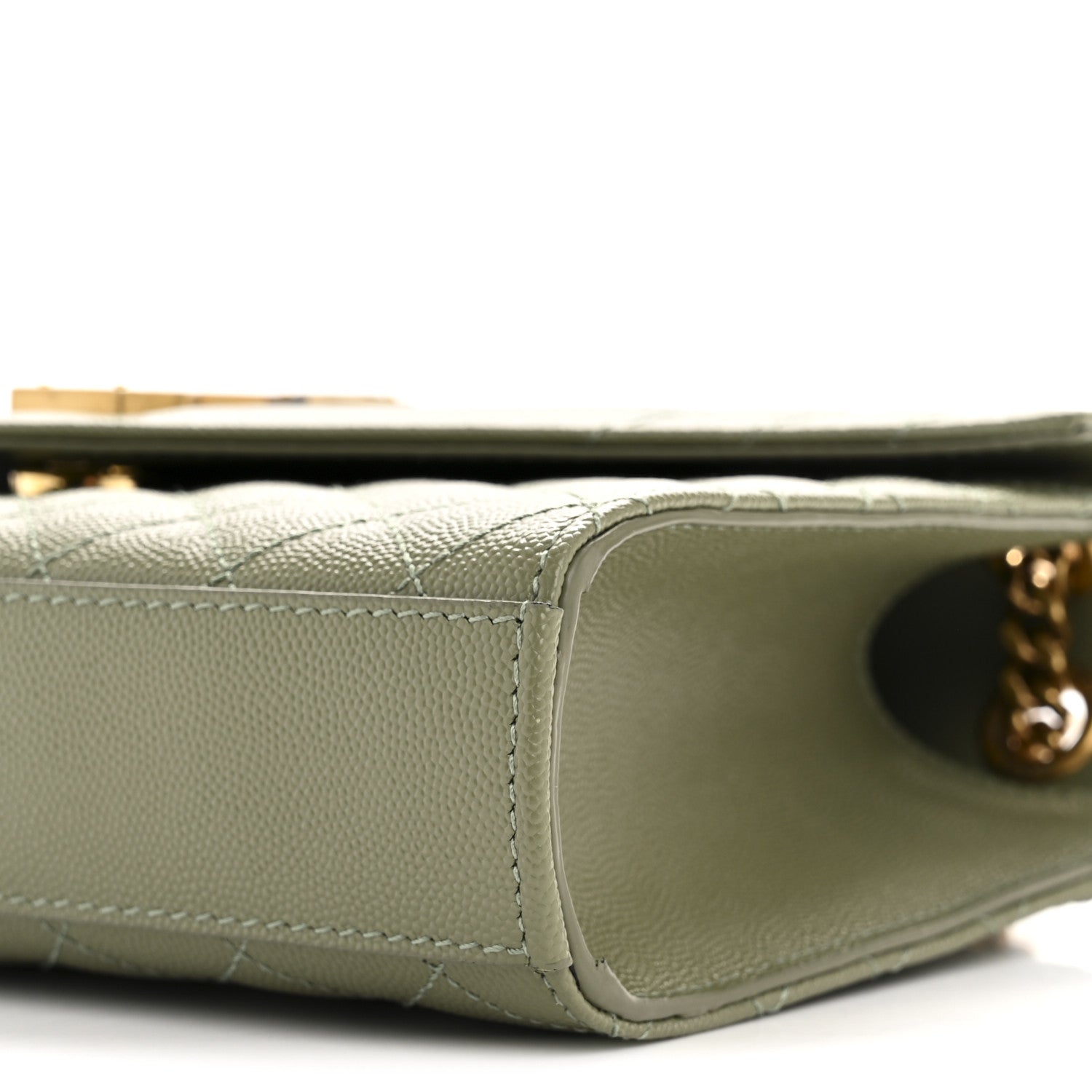 Saint Laurent Grain De Poudre Textured Mixed Matelasse Triquilt Medium Monogram Satchel Light Sage 10 of 13