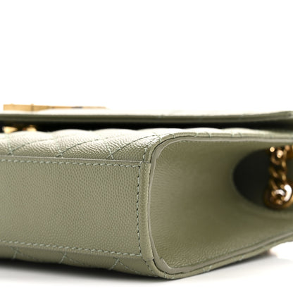 Saint Laurent Grain De Poudre Textured Mixed Matelasse Triquilt Medium Monogram Satchel Light Sage 10 of 13