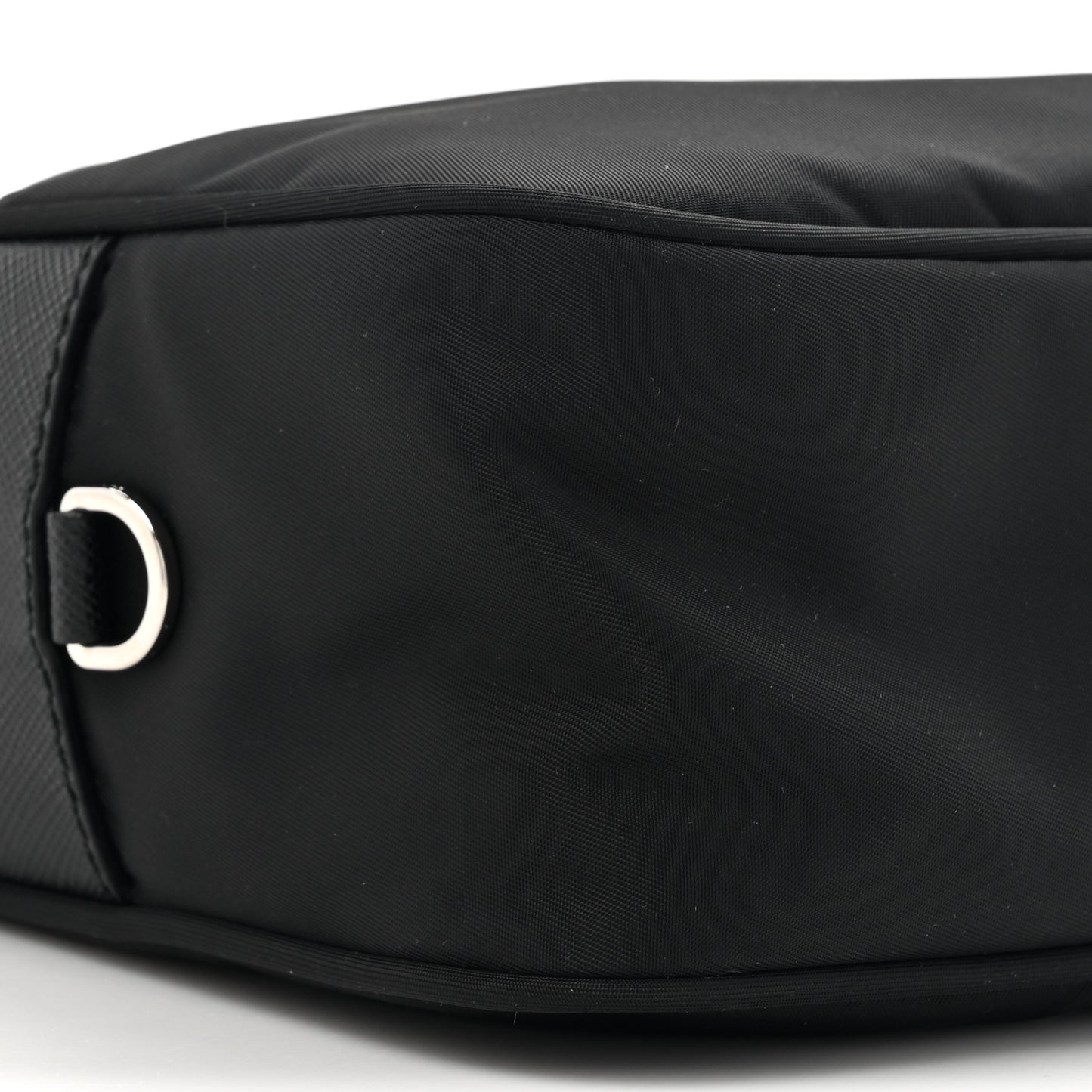 Re-Nylon Vela Saffiano Pocket Double Zip Shoulder Bag Black