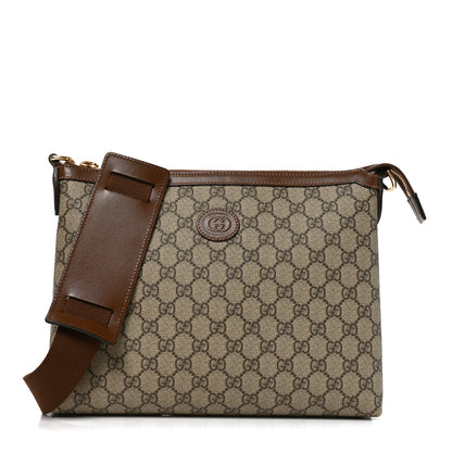 Gucci GG Supreme Monogram Azalea Calfskin Retro Interlocking G Wristlet Messenger Bag Beige Ebony Brown Sugar Beige Ebony Brown Sugar 1 of 11