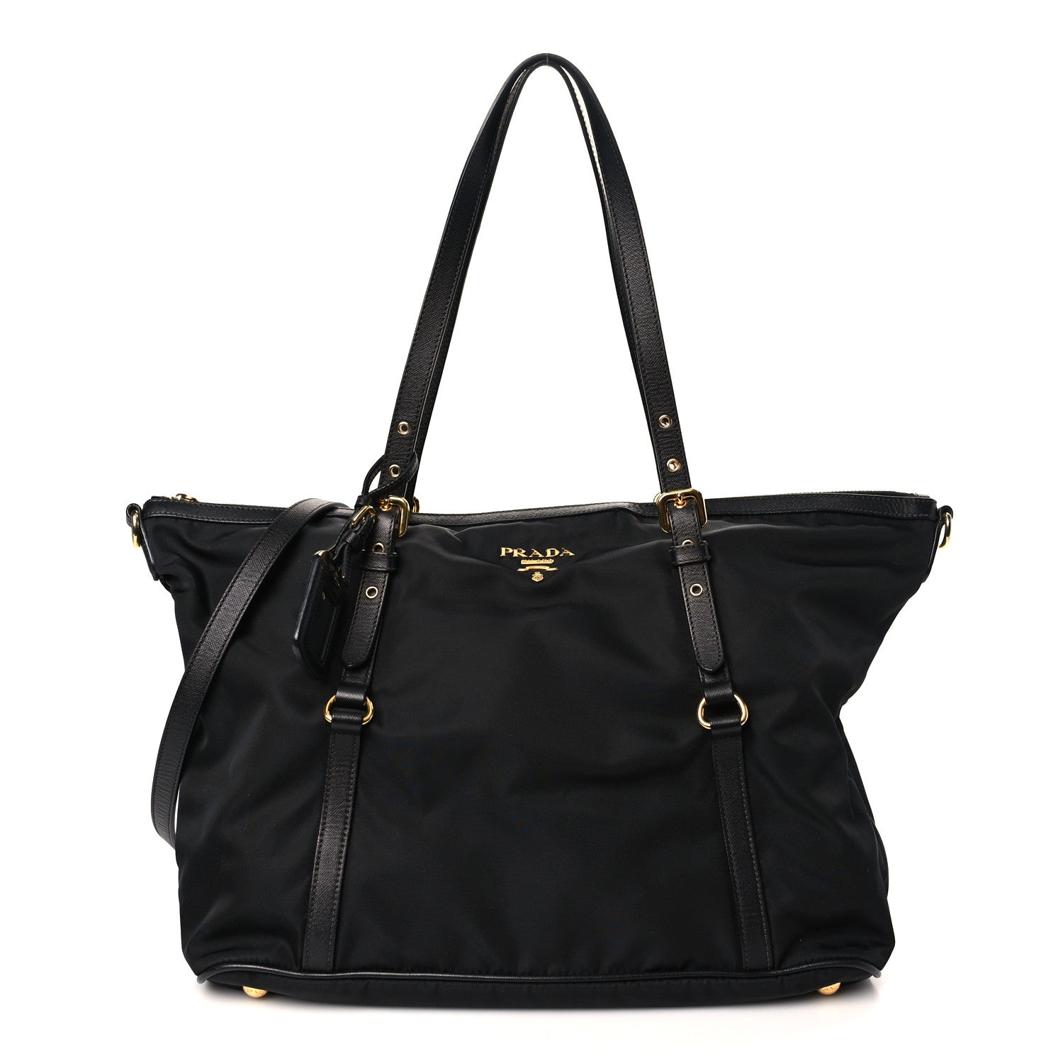 Prada Tessuto Nylon Saffiano Tote Black 1 of 8
