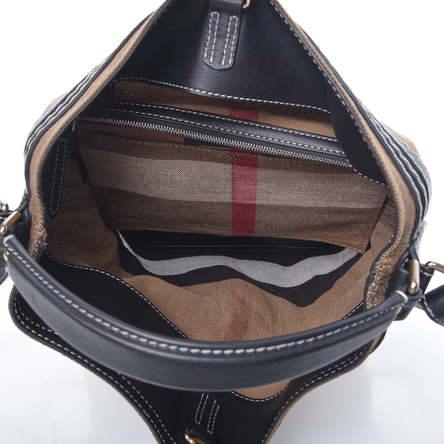 Canvas Mega Check Medium Ashby Tassel Hobo Black