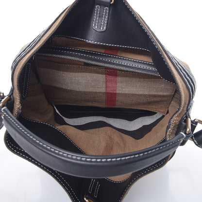 Burberry Canvas Mega Check Medium Ashby Tassel Hobo Black 5 of 11