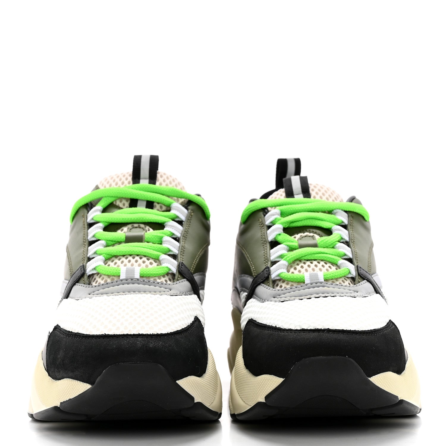 Christian Dior Technical Mesh Calfskin Mens B22 Sneakers 41 Olive Green Black Grey White 2 of 12