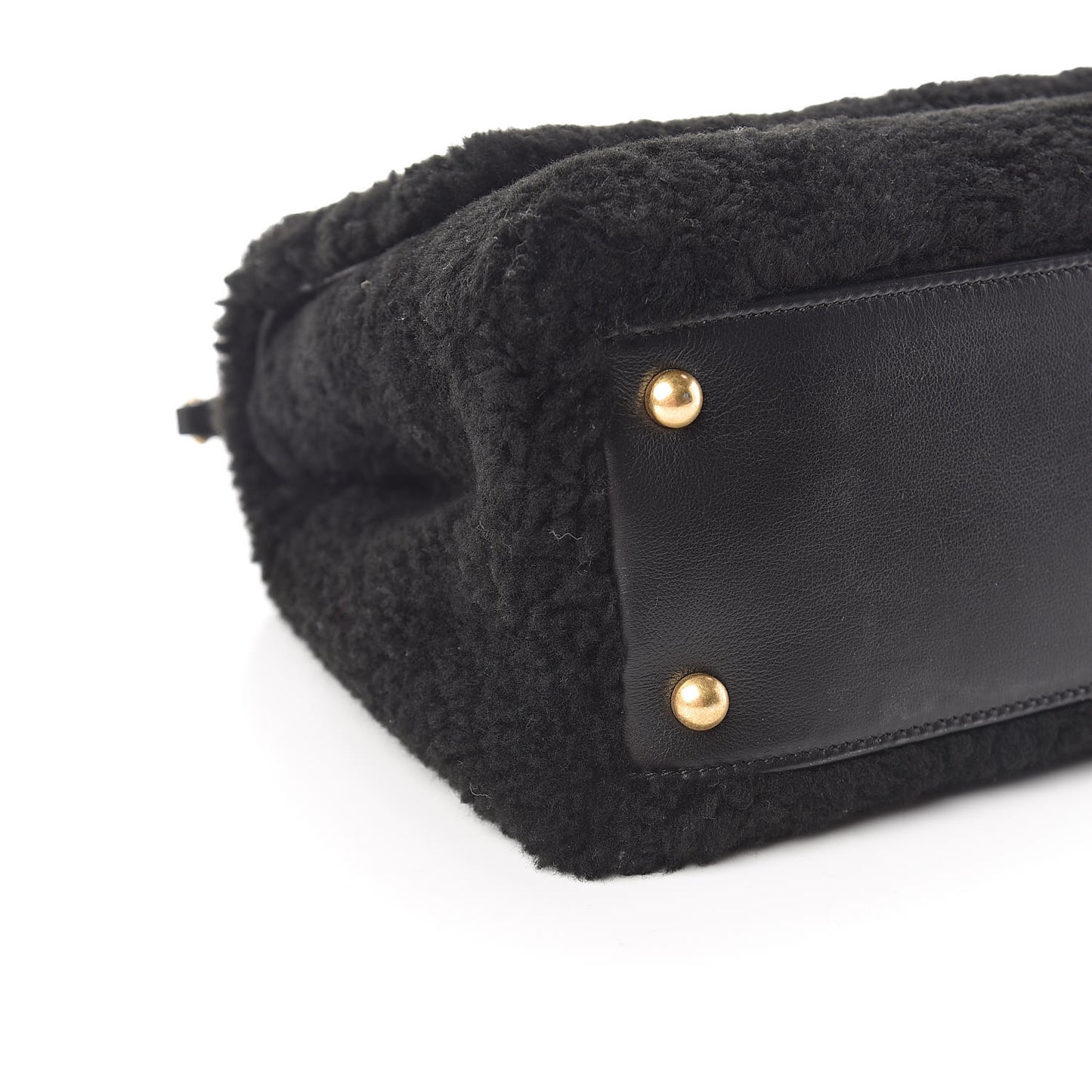 Shearling Lambskin Medium Coco Handle Flap Black