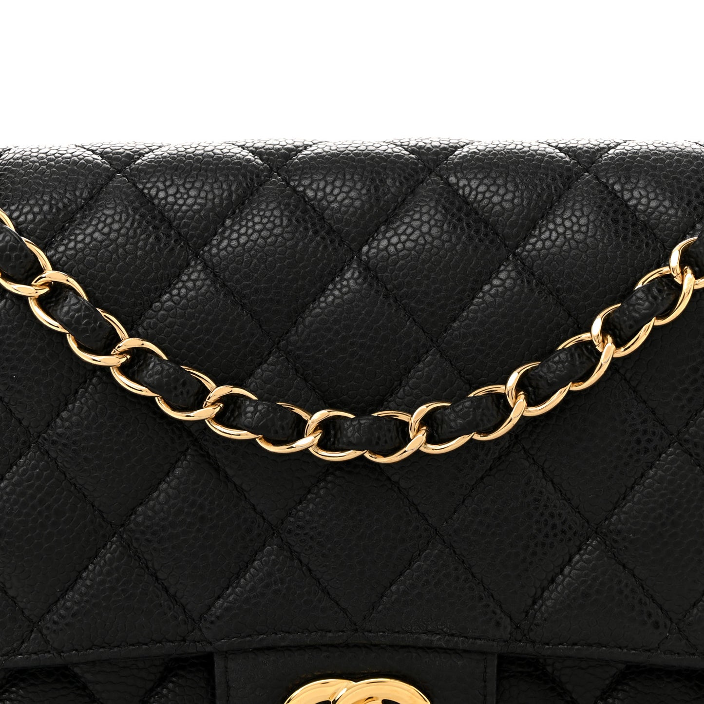 Caviar Quilted Medium Double Flap Black