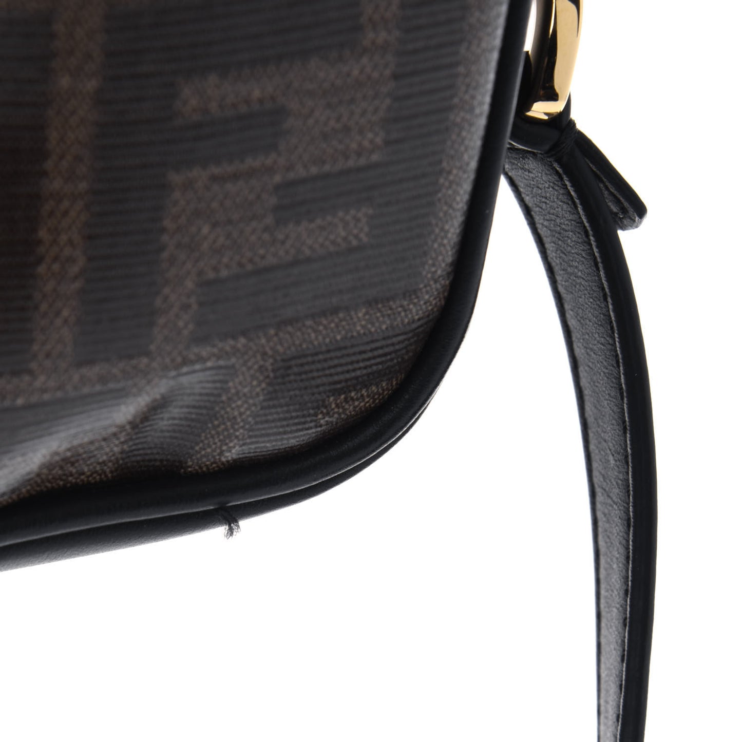 Glazed Fabric Vitello Century FF 1974 Stamp Patch Mini Camera Case Mogano Panna Black