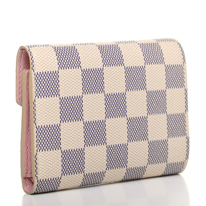 Louis Vuitton Damier Azur Victorine Wallet Rose Ballerine 3 of 8