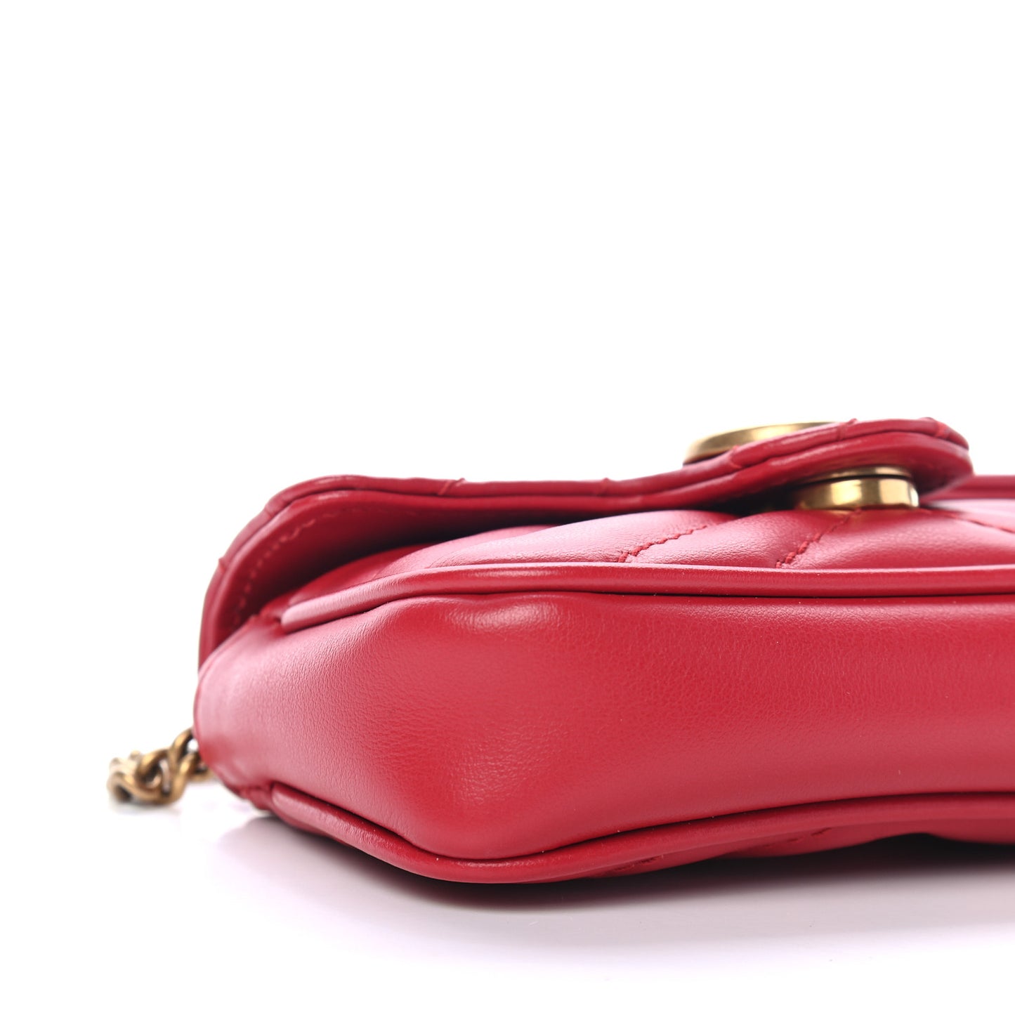 Calfskin Matelasse GG Marmont 2.0 Coin Purse On A Chain Hibiscus Red