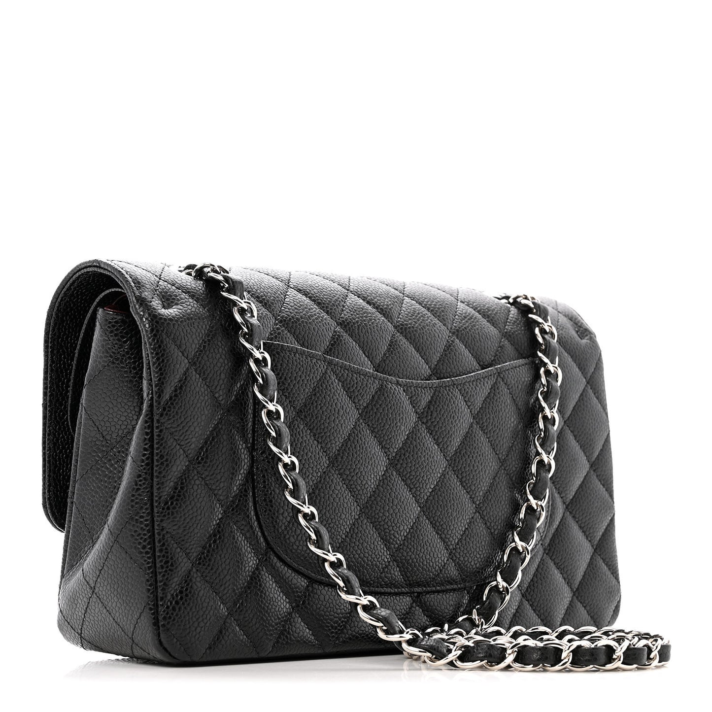 Caviar Quilted Medium Double Flap Black