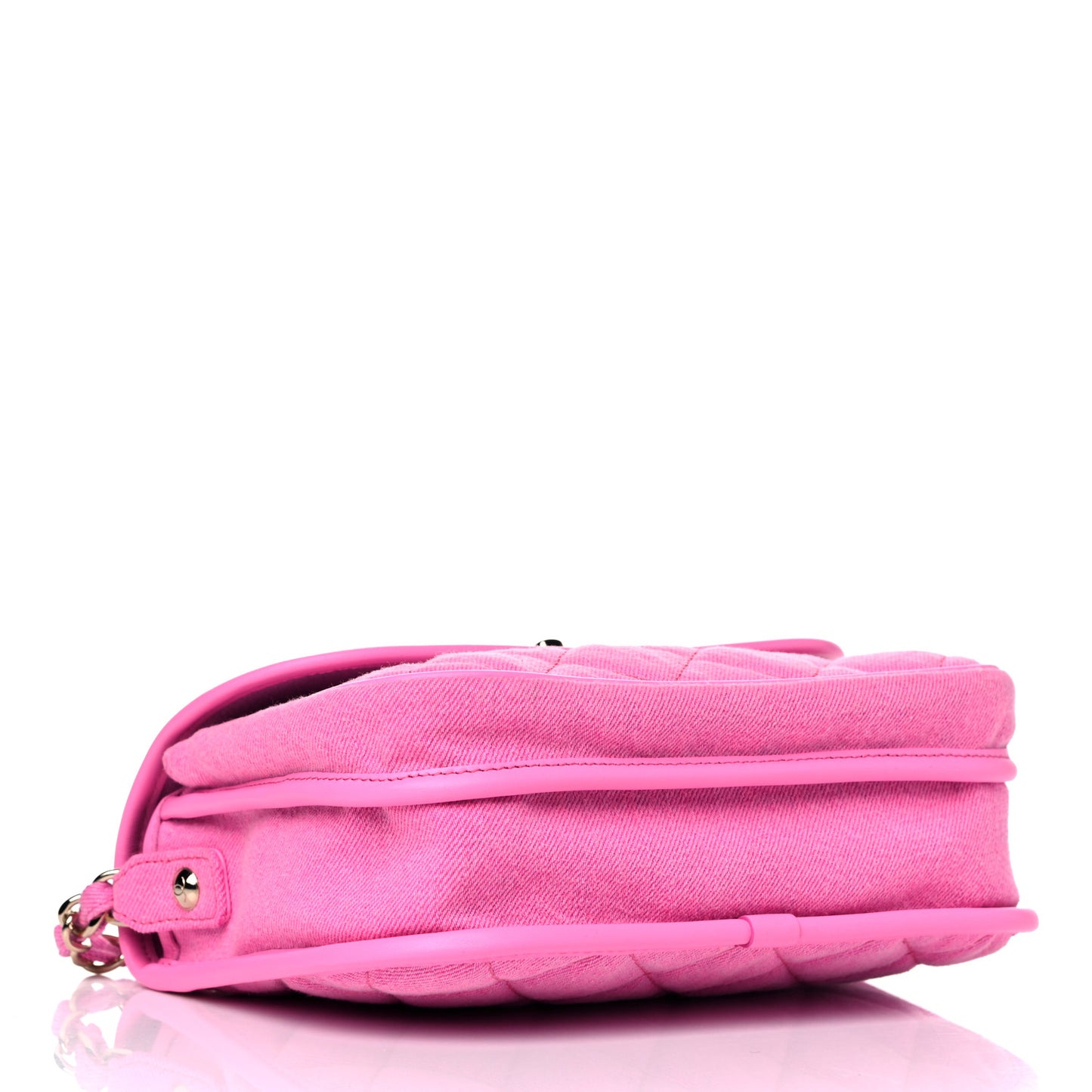 Denim Quilted Small Messenger Flap Neon Pink