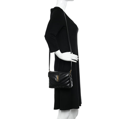 Saint Laurent Calfskin Y Quilted Monogram Toy Loulou Crossbody Bag Black 2 of 12