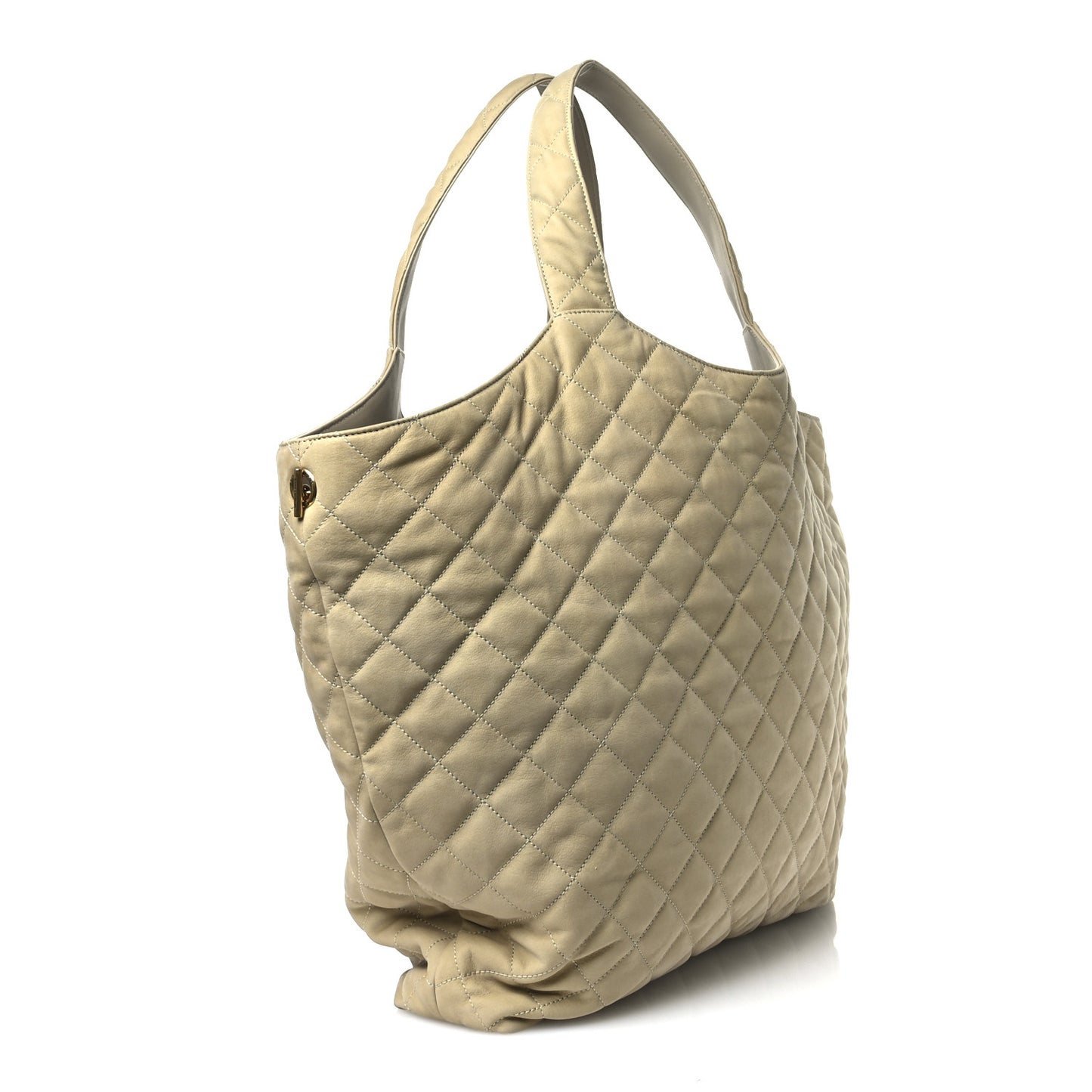 Nubuck Suede Quilted Maxi Icare Shopping Tote Beige