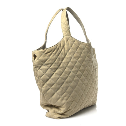 Saint Laurent Nubuck Suede Quilted Maxi Icare Shopping Tote Beige 4 of 11