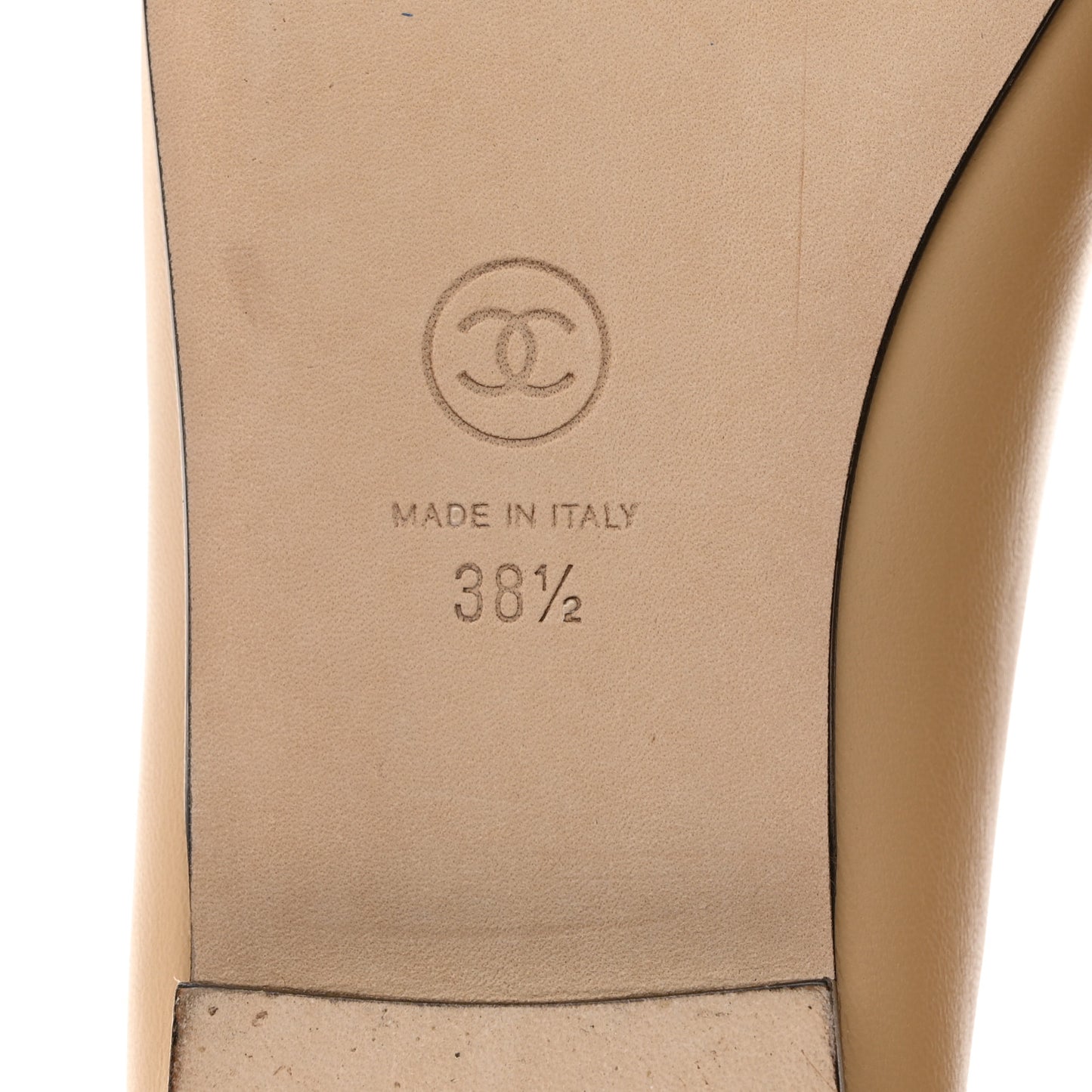 Lambskin Cap Toe CC Ballerina Flats 38.5 Beige Black