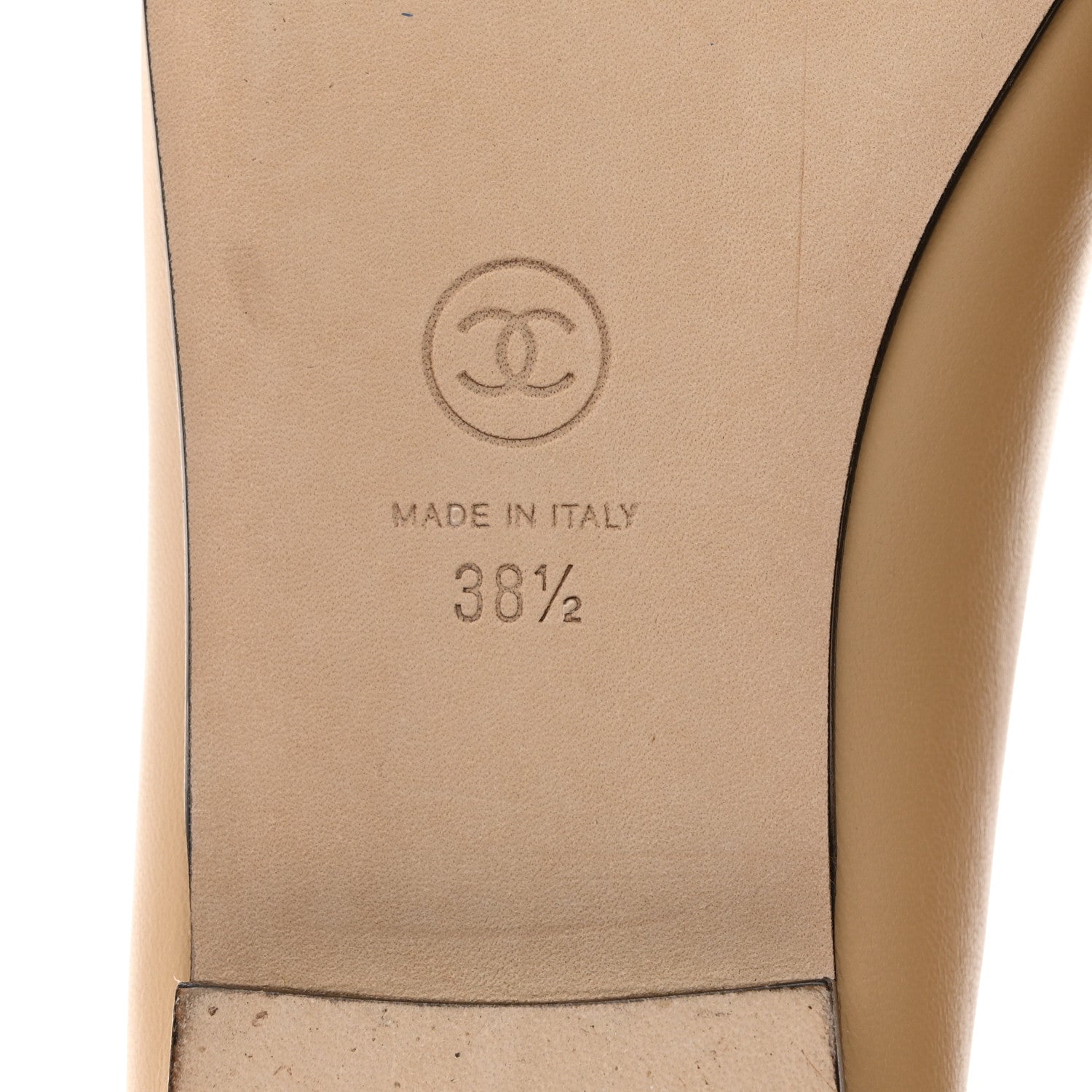 Chanel Lambskin Cap Toe CC Ballerina Flats 38.5 Beige Black 8 of 10