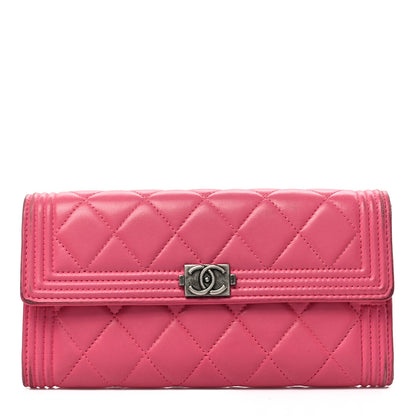 Chanel Lambskin Quilted Boy Flap Wallet Fuchsia 1 of 9