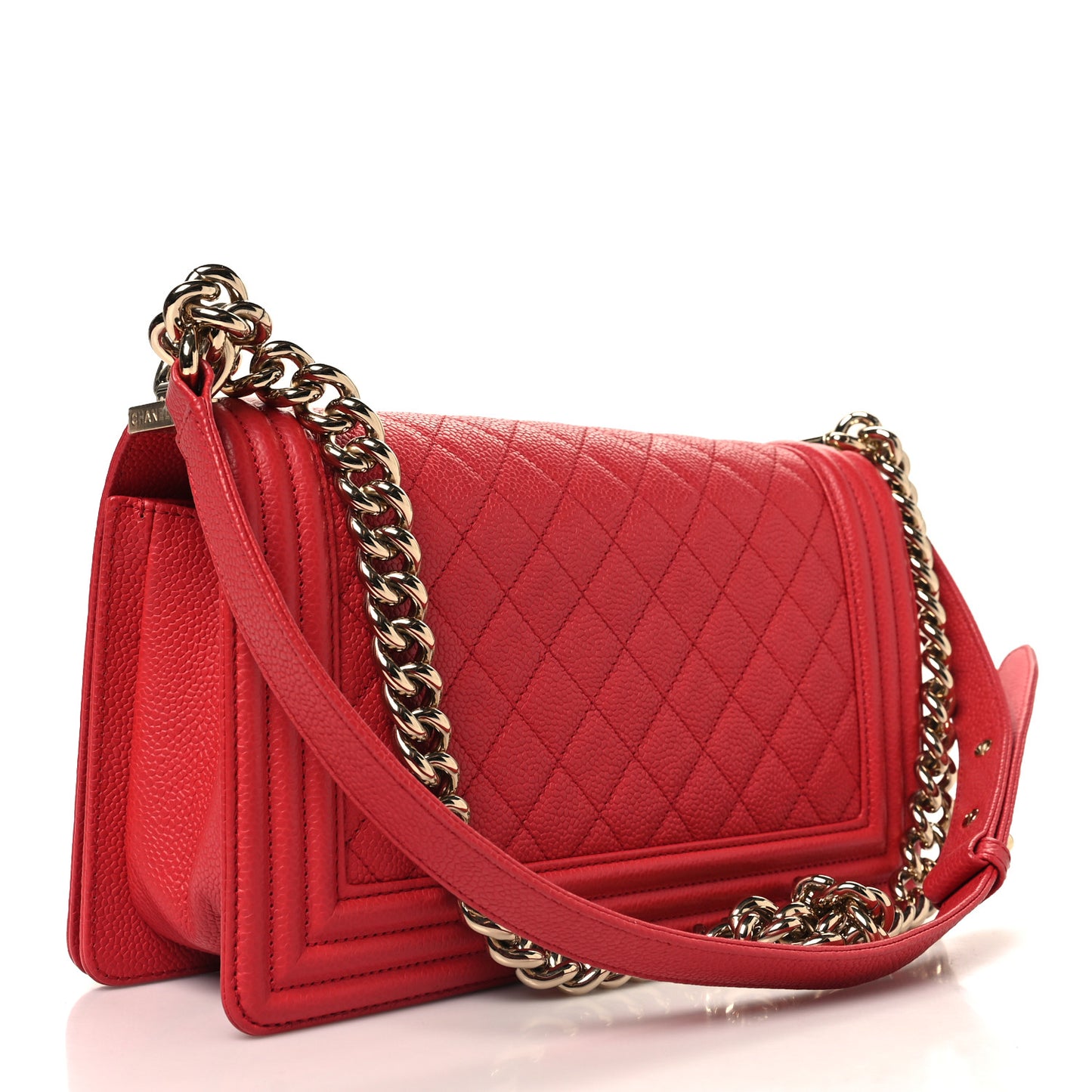 Caviar Quilted Medium Boy Flap Light Red
