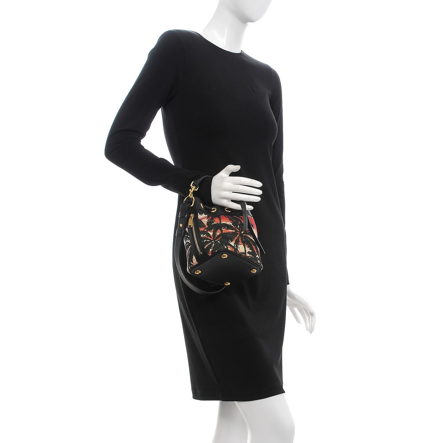Jacquard Calfskin Sunset Emmanuelle Bucket Bag