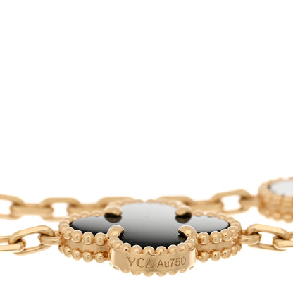 Van Cleef & Arpels 18K Yellow Gold Black Onyx 5 Motifs Vintage Alhambra Bracelet 3 of 4