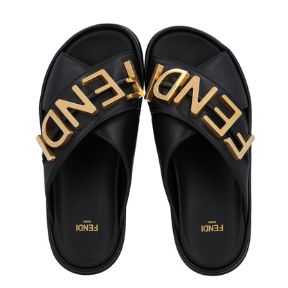 Fendi Vitello Womens Fendigraphy Slide Sandals 36 Black 2 of 11