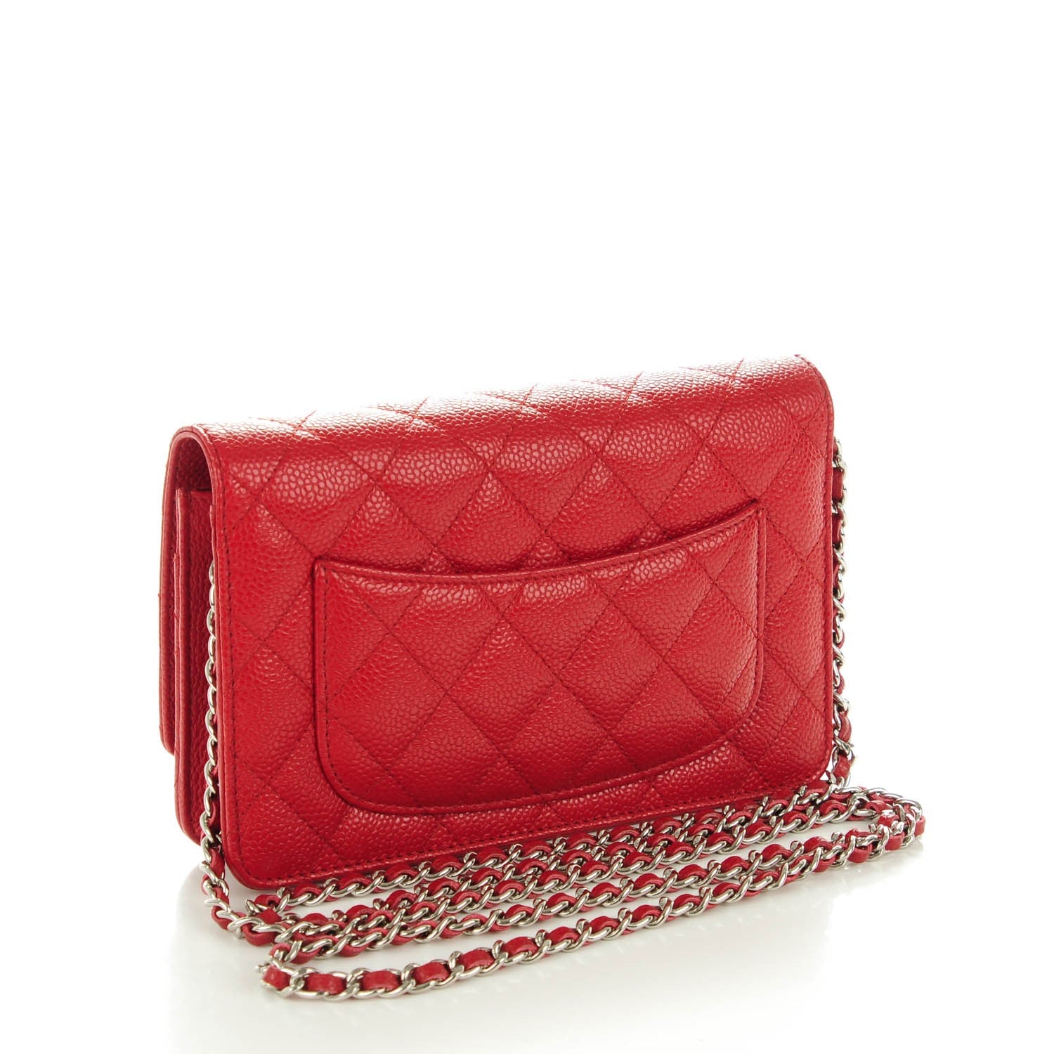 Chanel Caviar Quilted Wallet On Chain WOC Dark Red 3 of 8