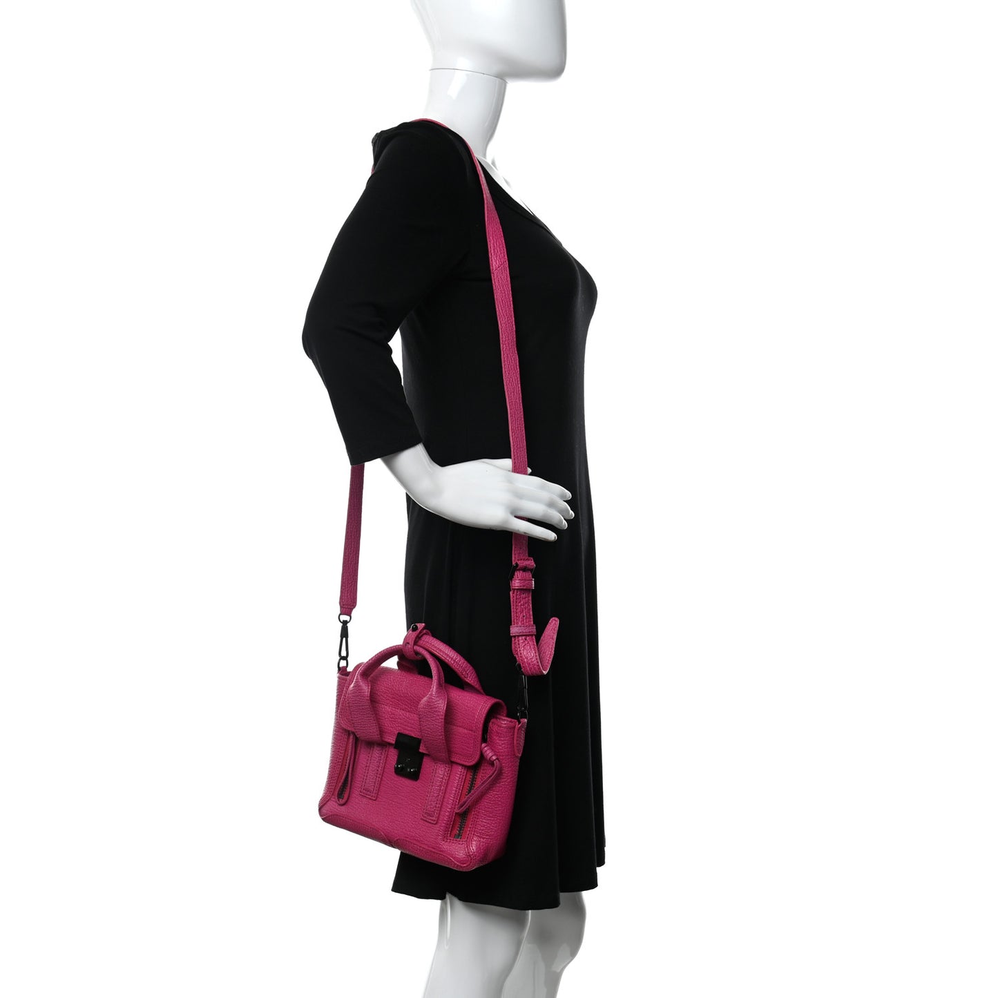 Textured Calfskin Mini Pashli Satchel Magenta