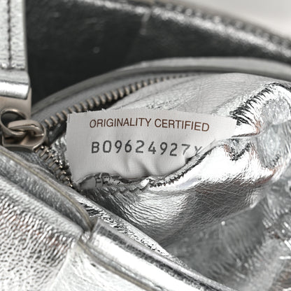 Bottega Veneta Metallic Lambskin Maxi Intrecciato Cassette Crossbody Bag Silver 7 of 10
