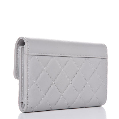 Chanel Lambskin Quilted CC Box Flap Wallet Grey 3 of 10