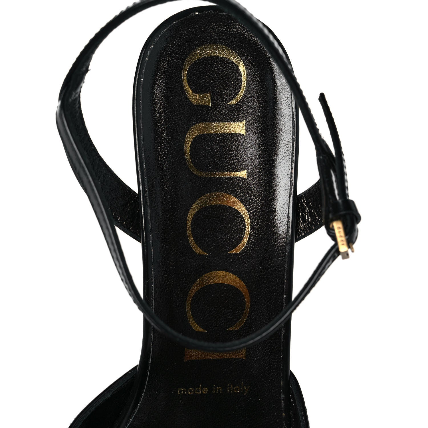 Gucci Regent Calfskin Peep Toe Sandals 37 Black 7 of 8