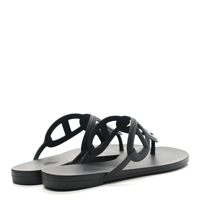 Hermes Rubber Womens Egerie Sandals 40 Black 4 of 9