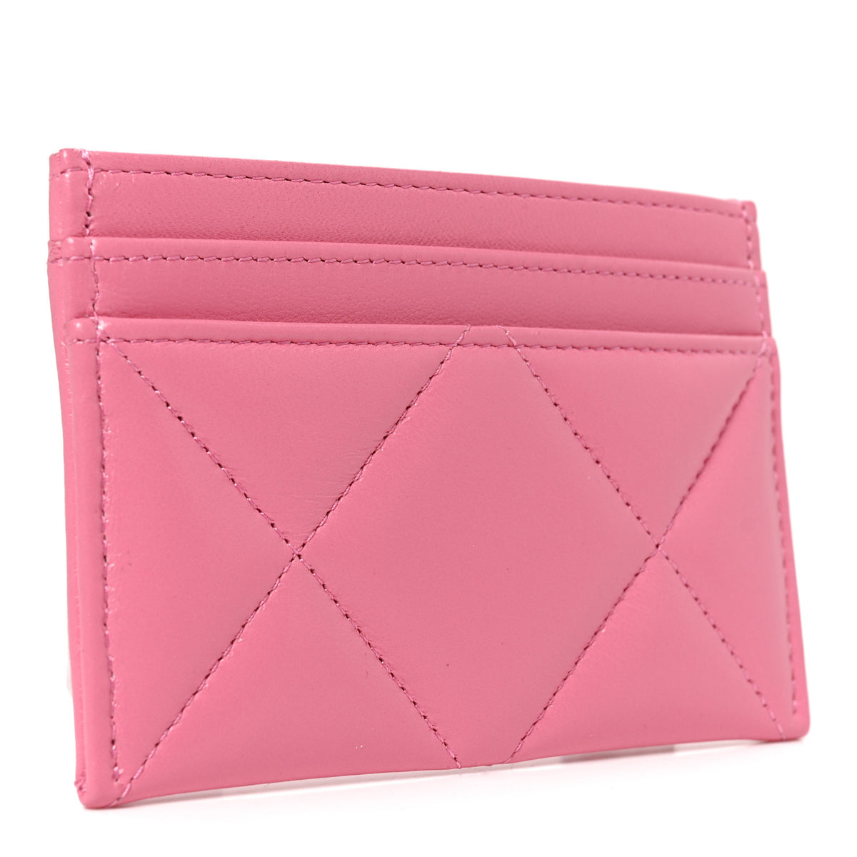Chanel Lambskin Quilted Chanel 19 Card Holder Pink 3 of 9