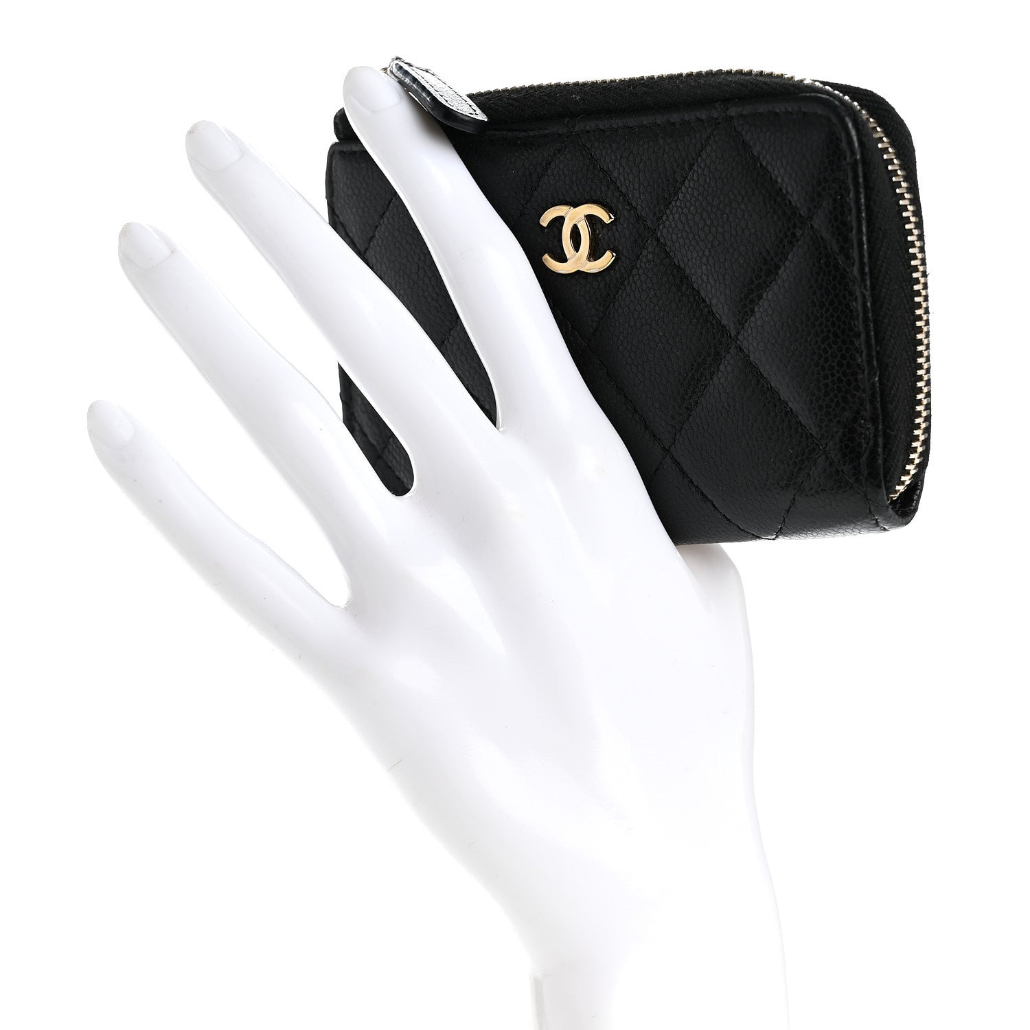 Chanel Caviar Quilted Zipped Key Holder Case Black 2 of 9