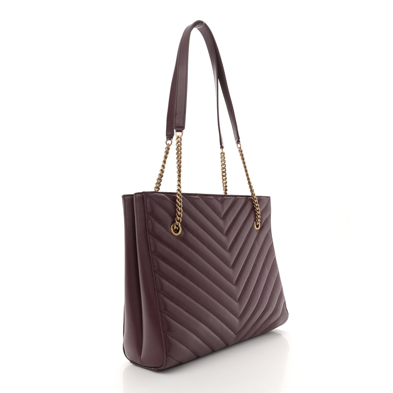Saint Laurent Grain de Poudre Matelasse Chevron Medium Tribeca Shopping Bag Rouge Legion 2 of 11