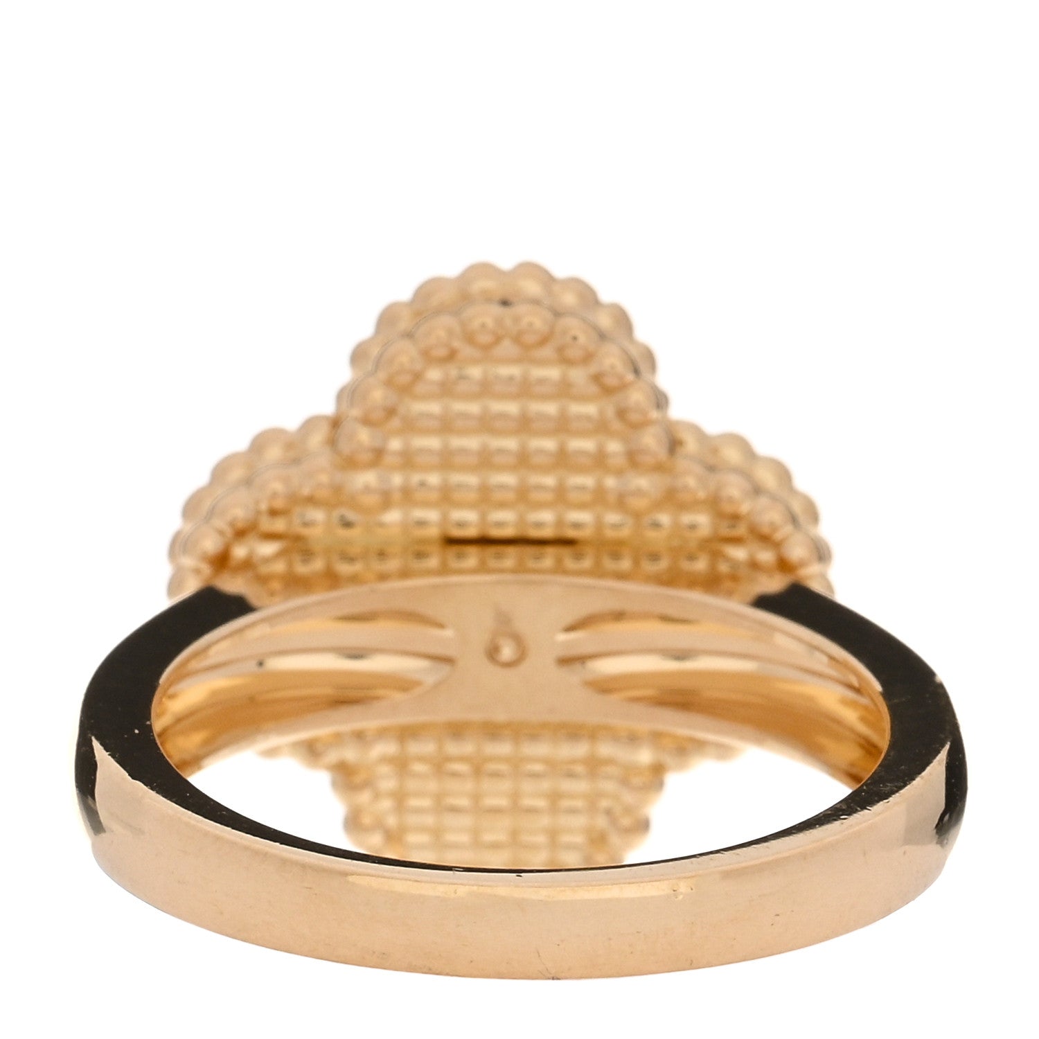 Van Cleef & Arpels 18K Yellow Gold Diamond Mother of Pearl Vintage Alhambra Ring 49 5 3 of 4