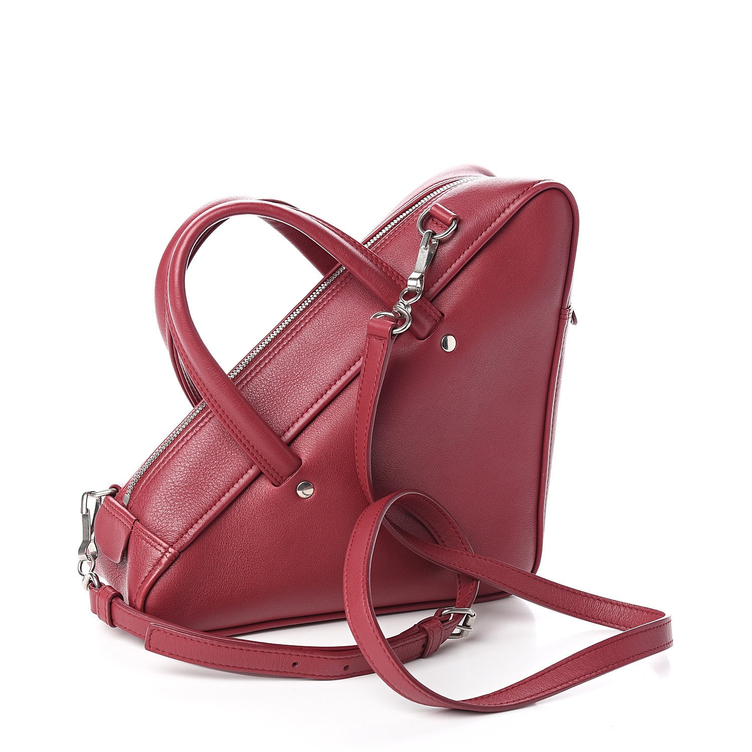 Balenciaga Shiny Day Calfskin S Triangle Duffle Rouge Grenat 2 of 9